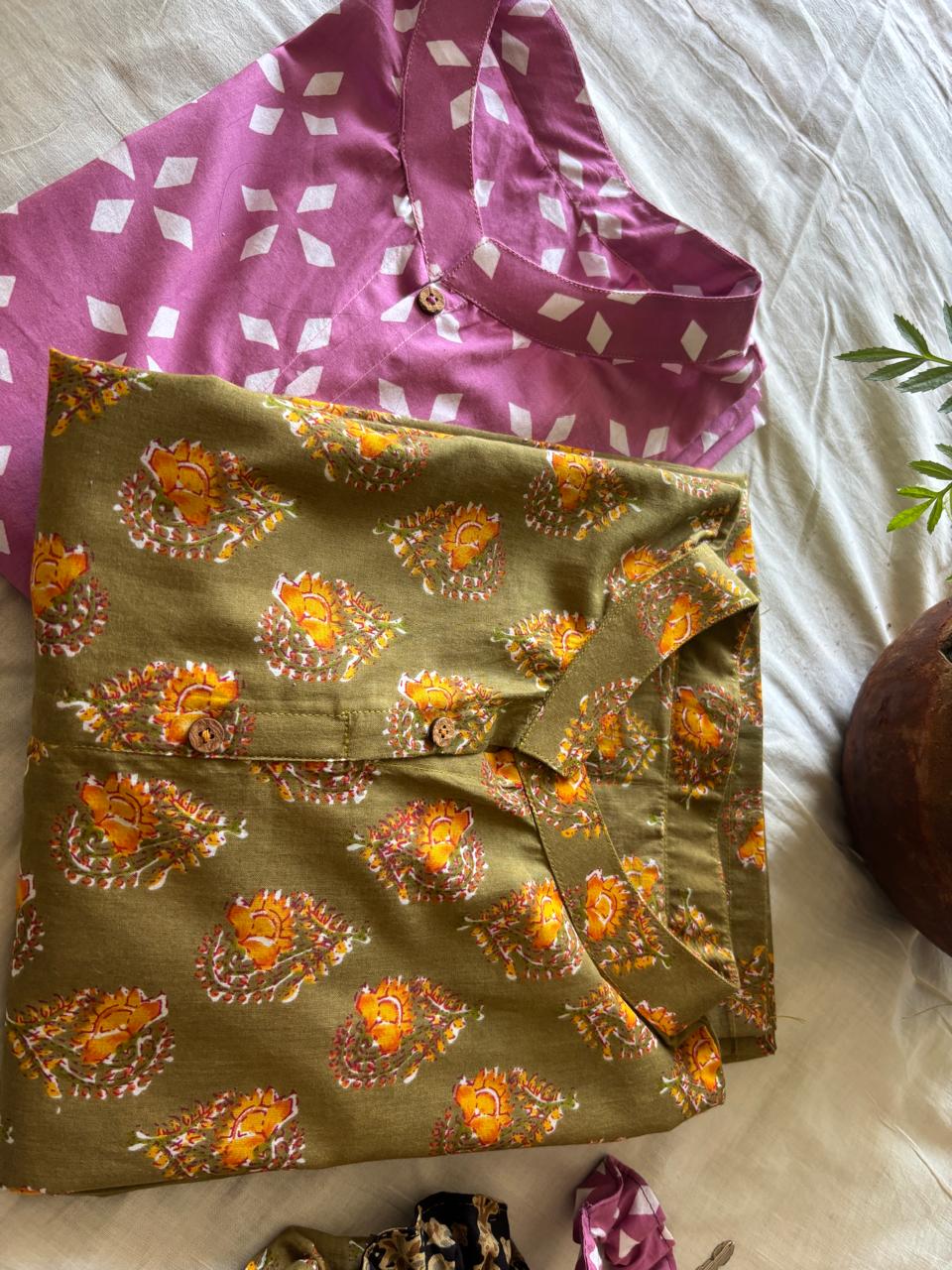 Olive Bloom Straight Kurti