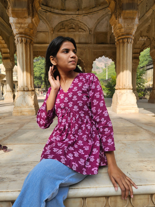 3/4 sleeve Pemplum Top