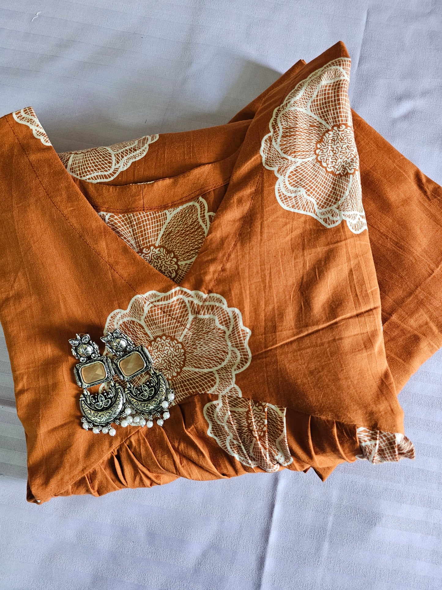 Rust Orange Noor Round Kurti