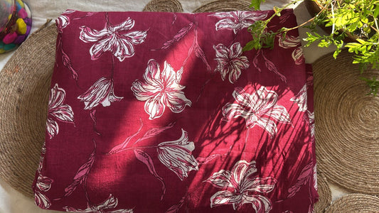 Crimson Lily Handprinted Cotton Top
