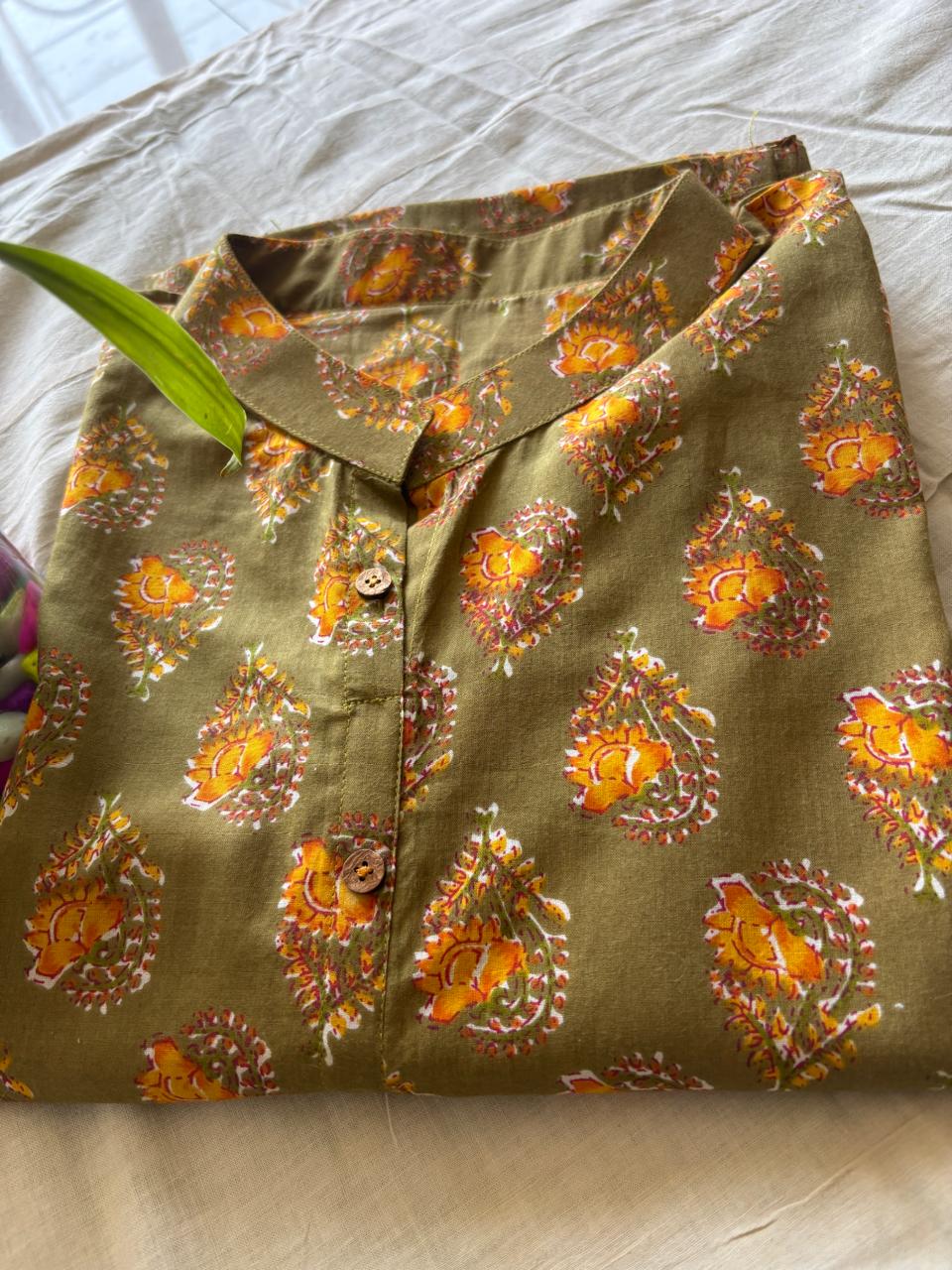 Olive Bloom Straight Kurti