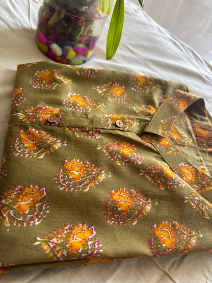 Olive Bloom Straight Kurti