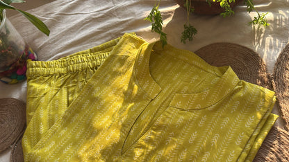 Lemon Yellow Straight Kurti Set – By Dhaage